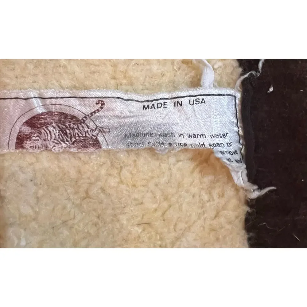 Biederlack Vintage Tiger Blanket Acrylic Cozy Beige Brown Large 75x60” USA Made